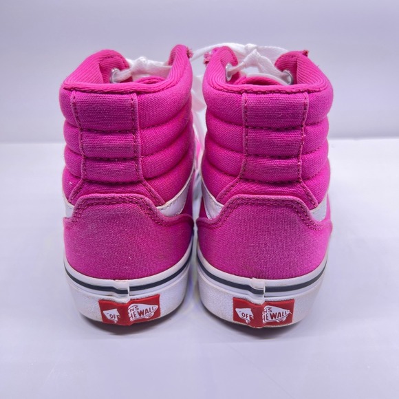 Vans Sk8-Hi High Top Sneakers Ws 5 Ms 3.5 Kids 3.5 Hot Pink Canvas White Stripe - Picture 5 of 9